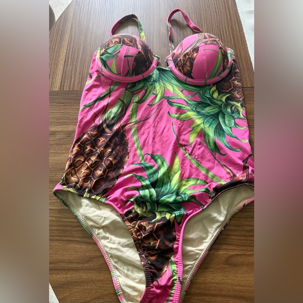 Bright Pink Pineapple-Print One-Piece Swimsuit